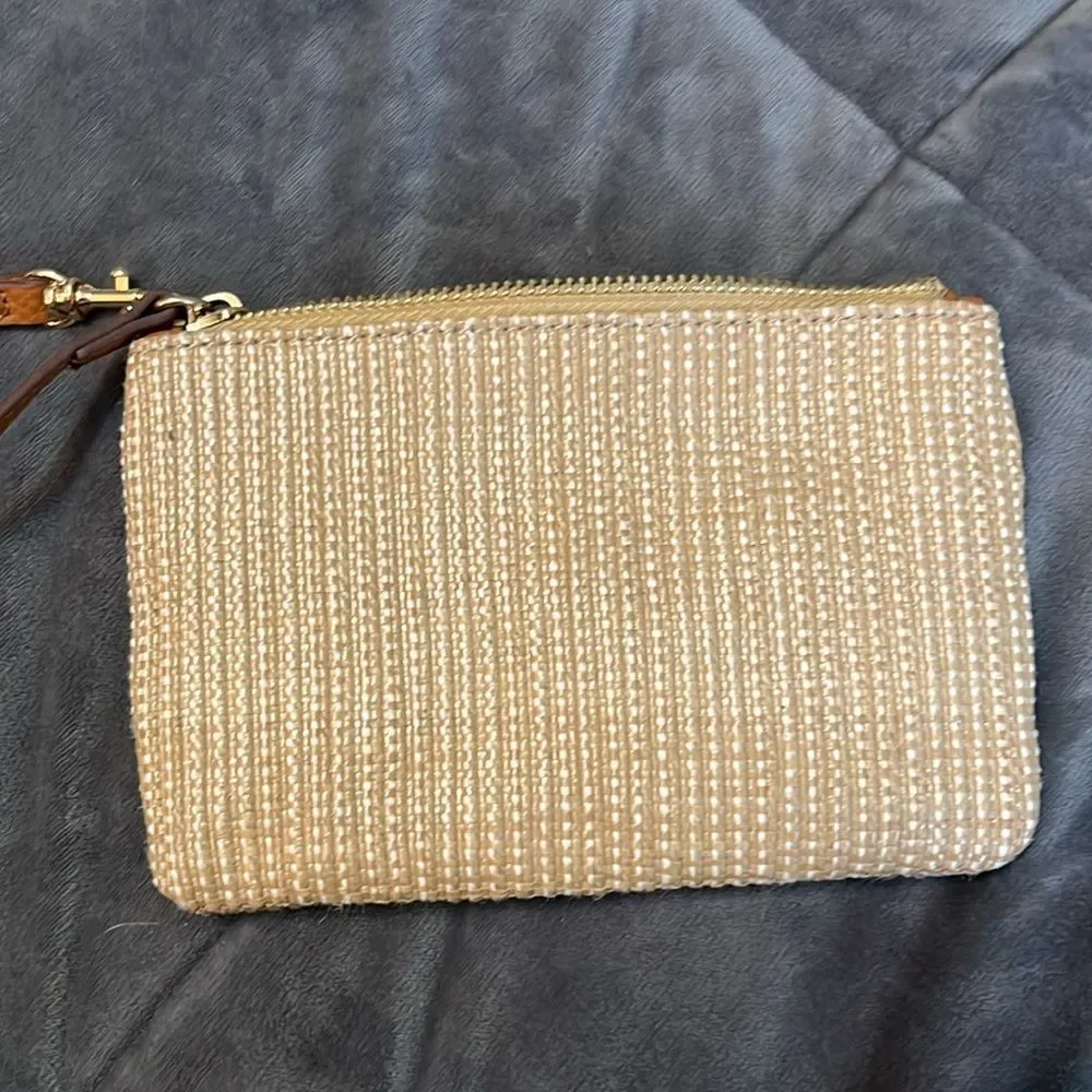 Anne Klein Braided Jute Wristlet Wallet Make-up Pouch Bag